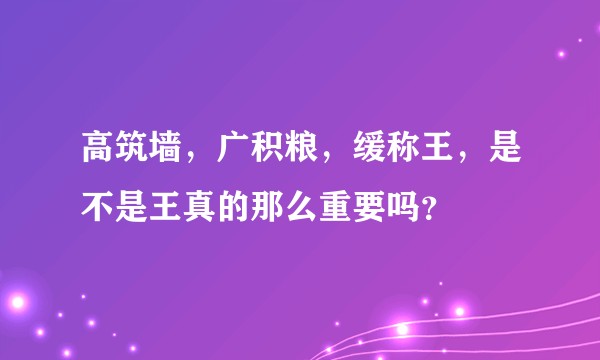 高筑墙，广积粮，缓称王，是不是王真的那么重要吗？
