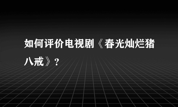 如何评价电视剧《春光灿烂猪八戒》？
