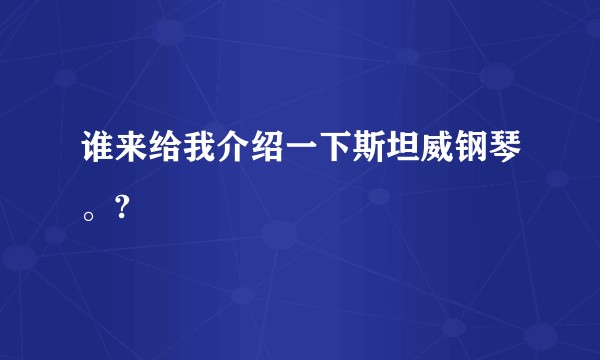 谁来给我介绍一下斯坦威钢琴。?