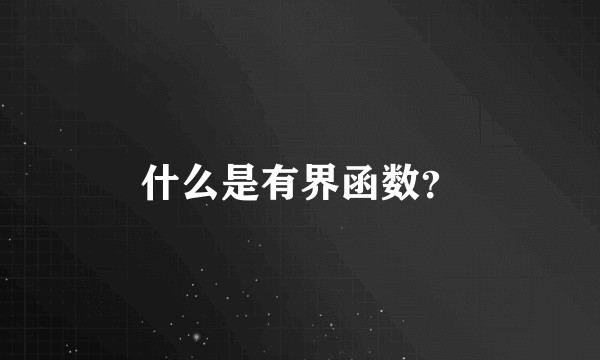 什么是有界函数？