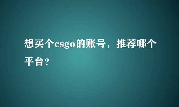想买个csgo的账号，推荐哪个平台？
