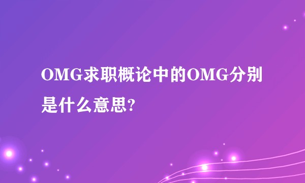 OMG求职概论中的OMG分别是什么意思?