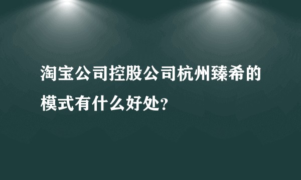 淘宝公司控股公司杭州臻希的模式有什么好处？