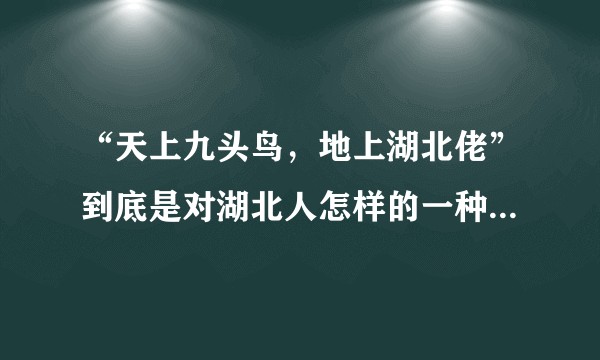 “天上九头鸟，地上湖北佬”到底是对湖北人怎样的一种评价？一般而言是褒还是贬？
