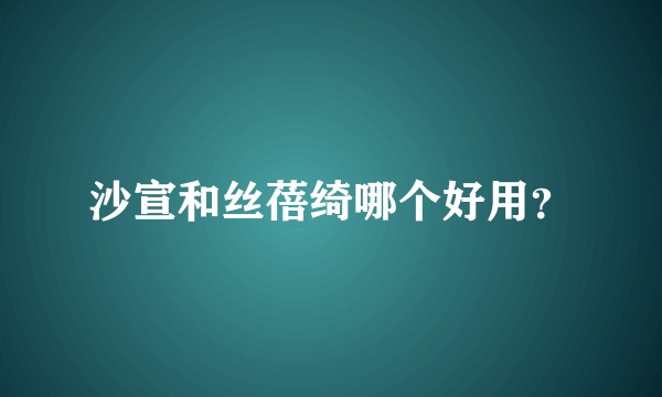 沙宣和丝蓓绮哪个好用？